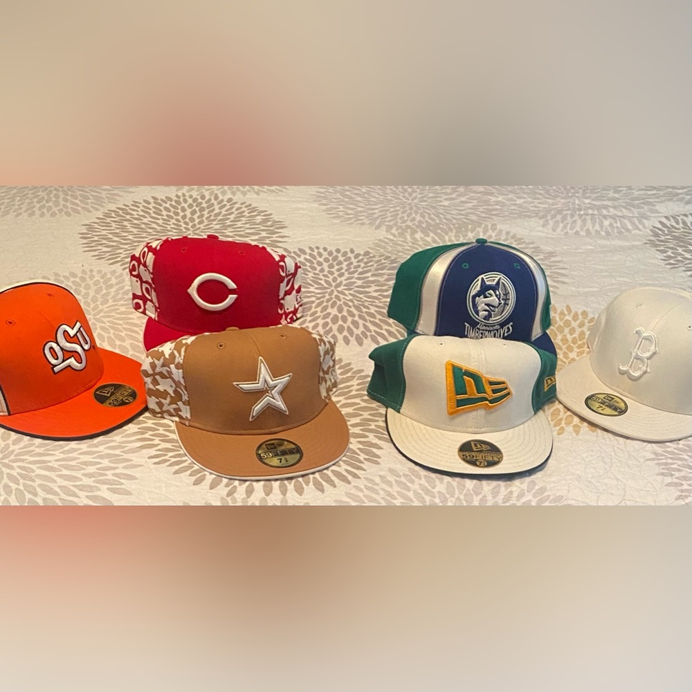 Lot of 6 New Era caps sz 7 3/8